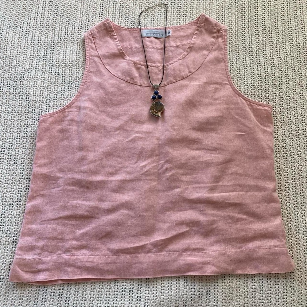 Willow Boho Earthy Whimsy Pink Linen Tank Blouse Sz XL